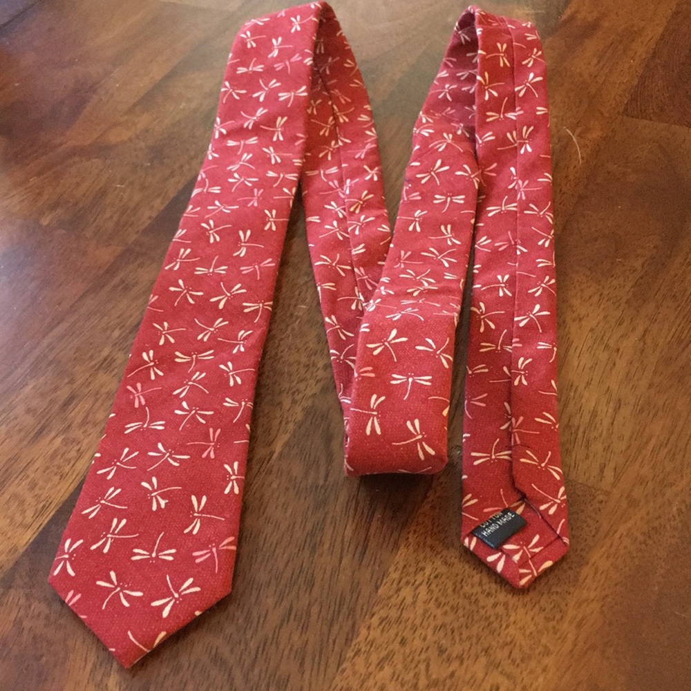 Boys tie, red firefly narrow necktie